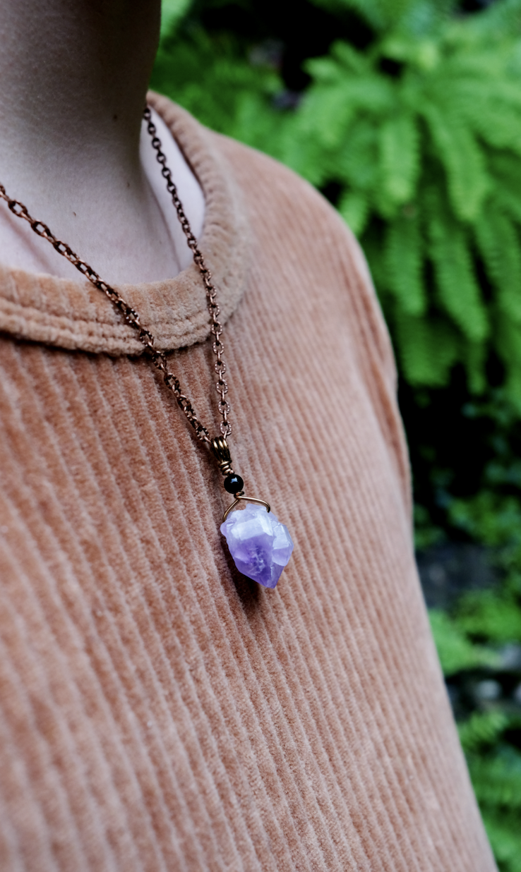 the amethyst obsidian necklace