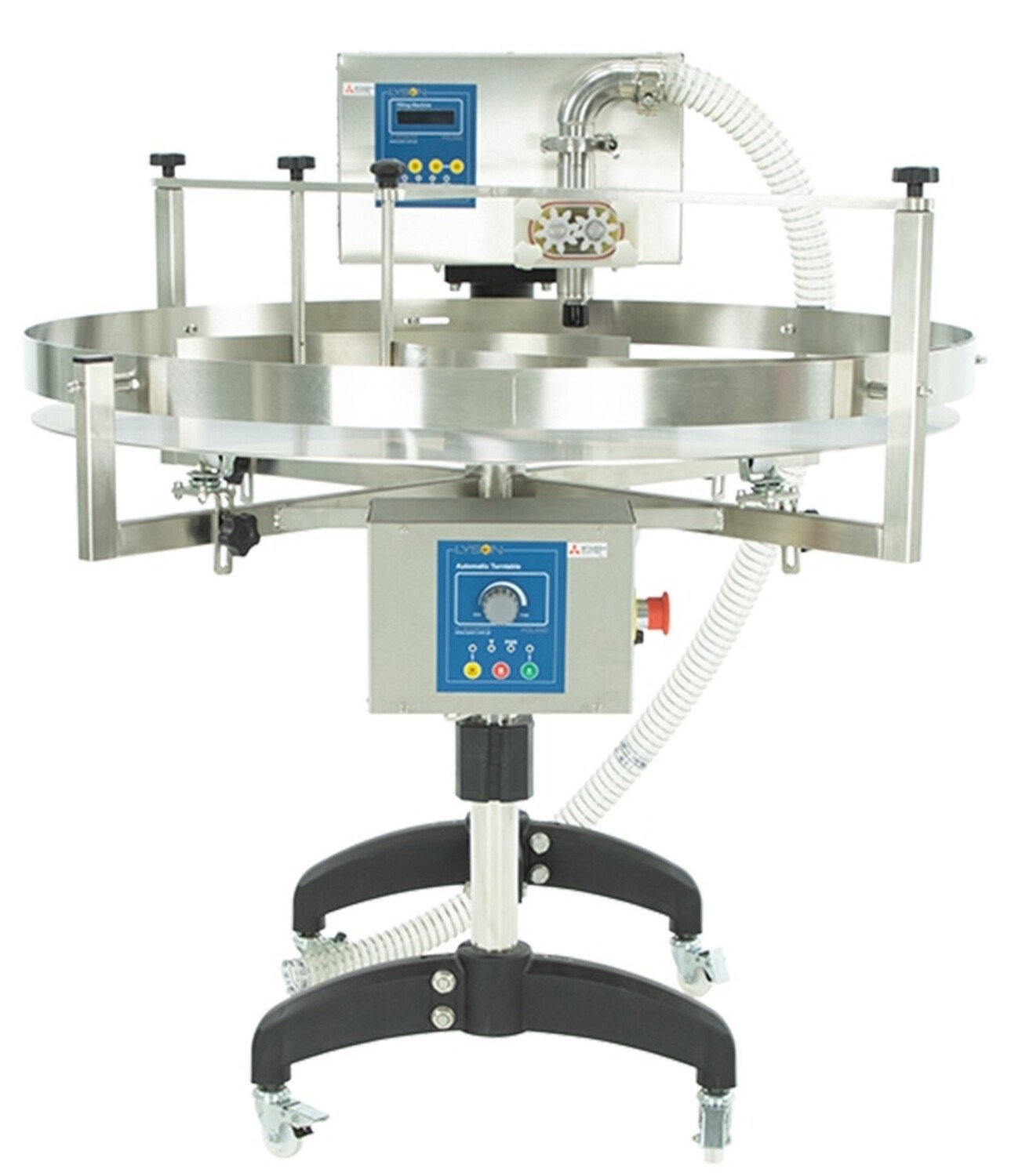 ABFÜLLMASCHINE ZUM ABFÜLLEN, UMPUMPEN UND CREMIG RÜHREN MIT DREHTISCH, mit GETRIEBEMODUL, Ø900 - CLASSIC LINE