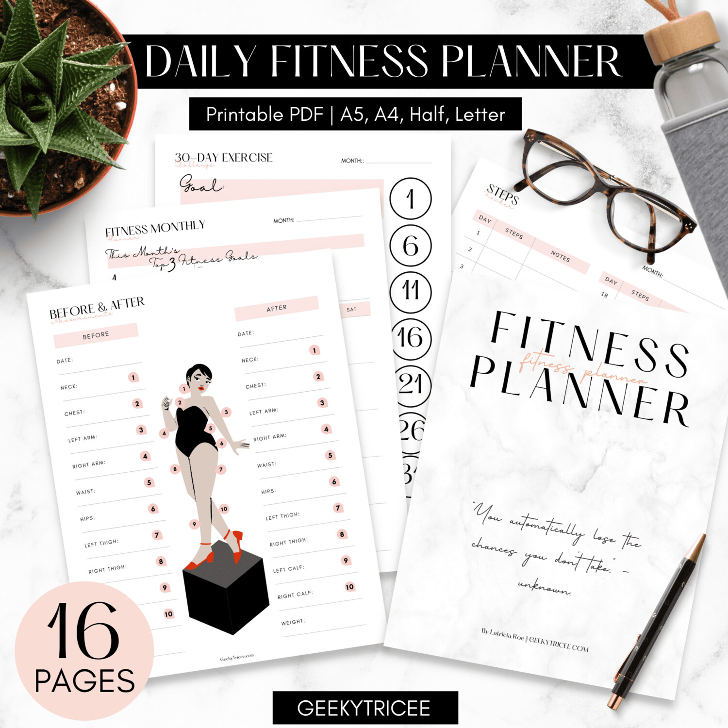 Daily Fitness Planner | A4 A5 Letter