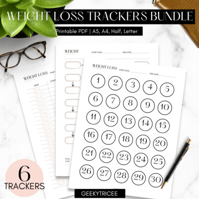 Weight Loss Trackers Bundle | A5, A4, Half, Letter
