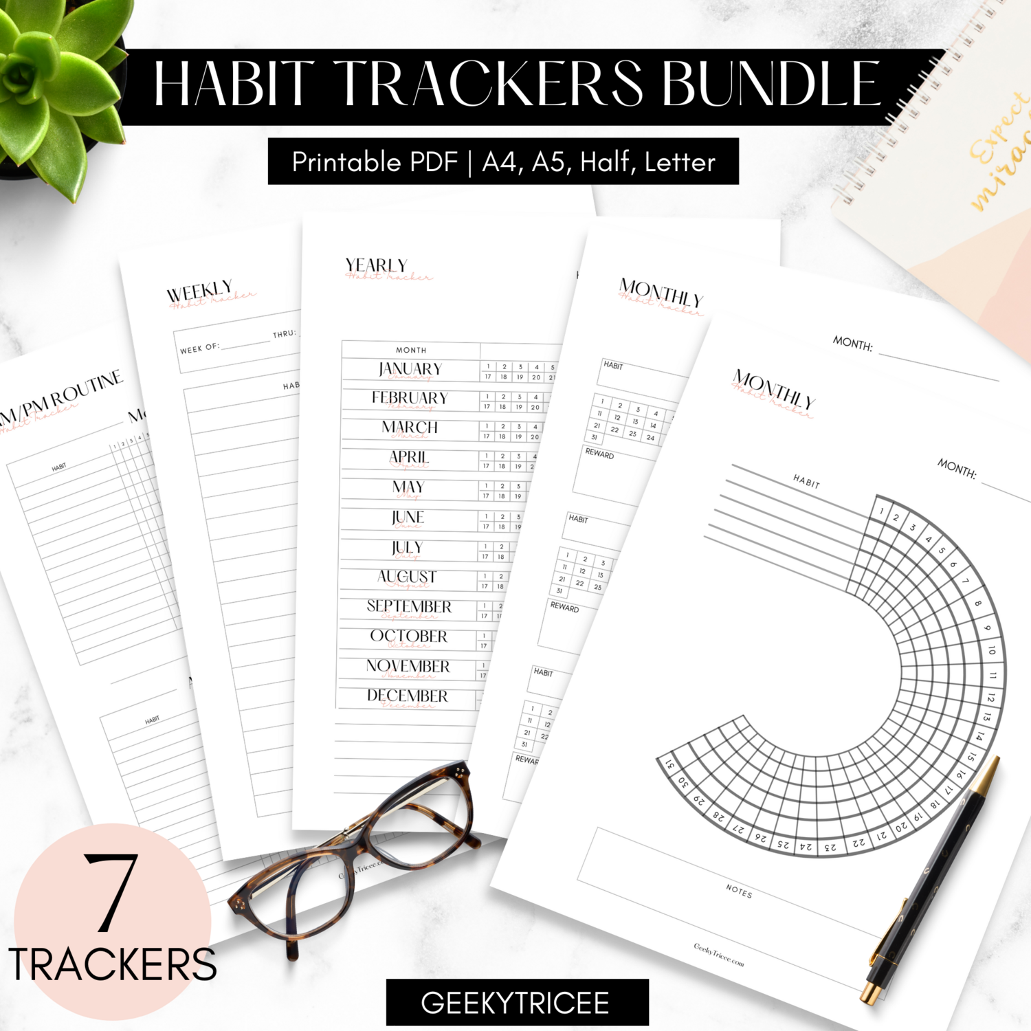 Habit Trackers Bundle | A4 A5 Letter Half