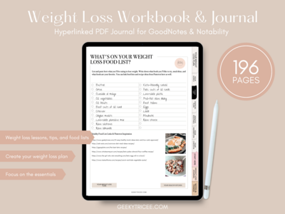 Digital Weight Loss Transformation Workbook | Planner | Journal | Goodnotes, Notability