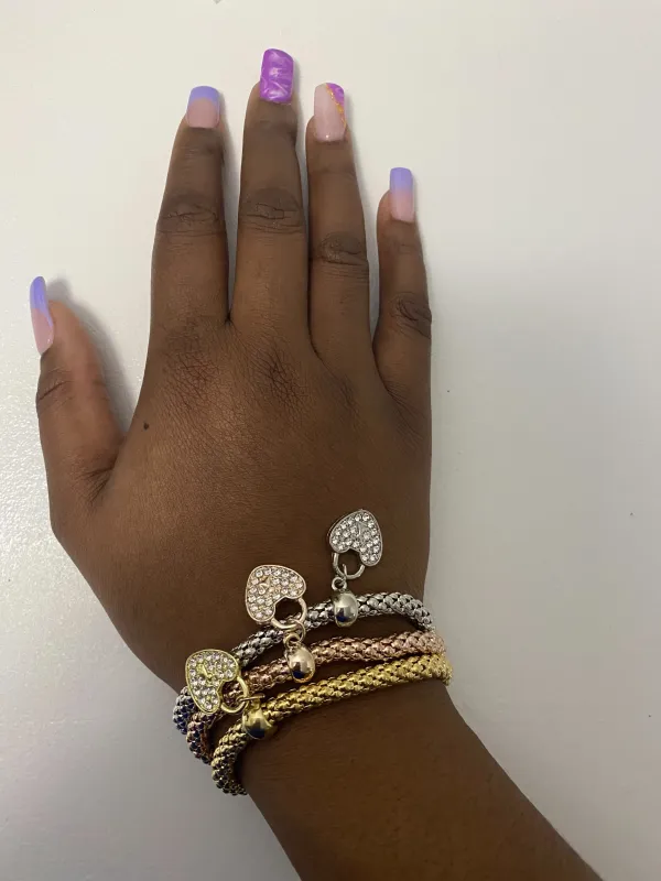 Verona - Crystal Heart Charm Bracelets Set