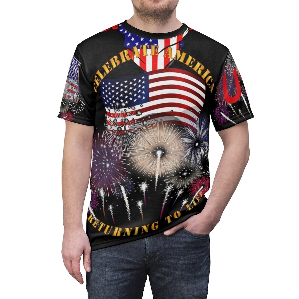 AOP Returning to Life America for Everyone with Kerchief Design FrontBackLeft Right Celebrate America