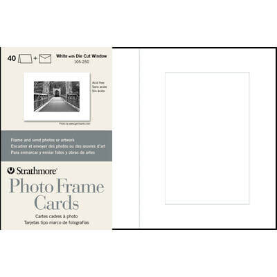Photo Frame Cards, 5" x 6.875" - White w/Die Cut Window (each)
