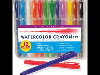 Studio Series Watercolor Crayon Set (12 water soluble gel crayons) by Peter Pauper Press