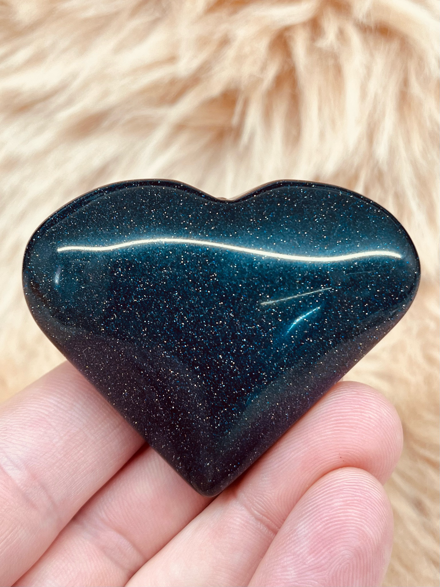 Blauwe Goudsteen hart Man-made