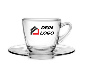 Cappuccino-Tassen + Untersatz mit Logo - (240 Stück)