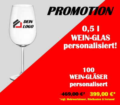 Wein-Gläser 0,5l mit Logo - (100 Stück)