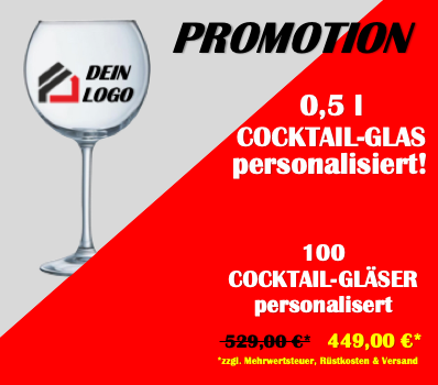 Cocktail-Gläser 0,5l mit Logo - (100 Stück)