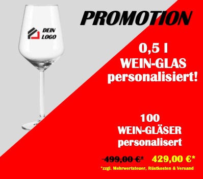 Moderne Wein-Gläser 0,5l mit Logo - (100 Stück)