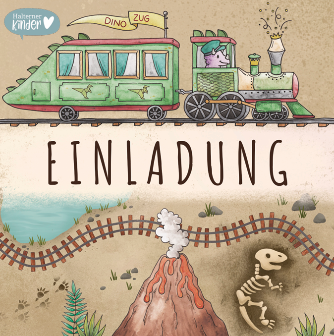 Einladungskarte "Im Land der Dinosaurier"