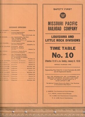 MIssouri Pacific Louisiana and Little Rock Divisions 1938