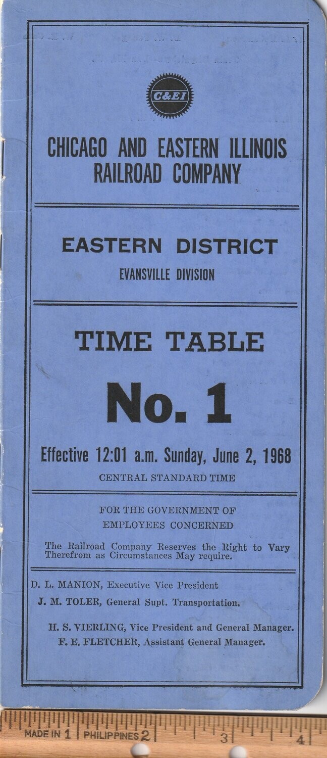 Chicago & Eastern Illinois Evansville Division 1968