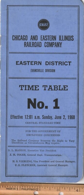 Chicago & Eastern Illinois Evansville Division 1968