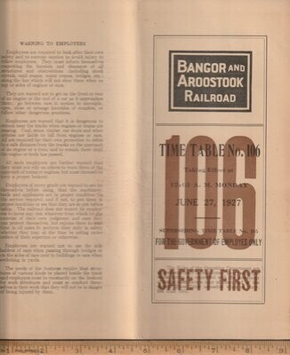 Bangor & Aroostook Railroad 1927