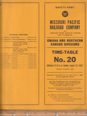 Missouri Pacific Omaha and Northern Kansas Divisions 1942