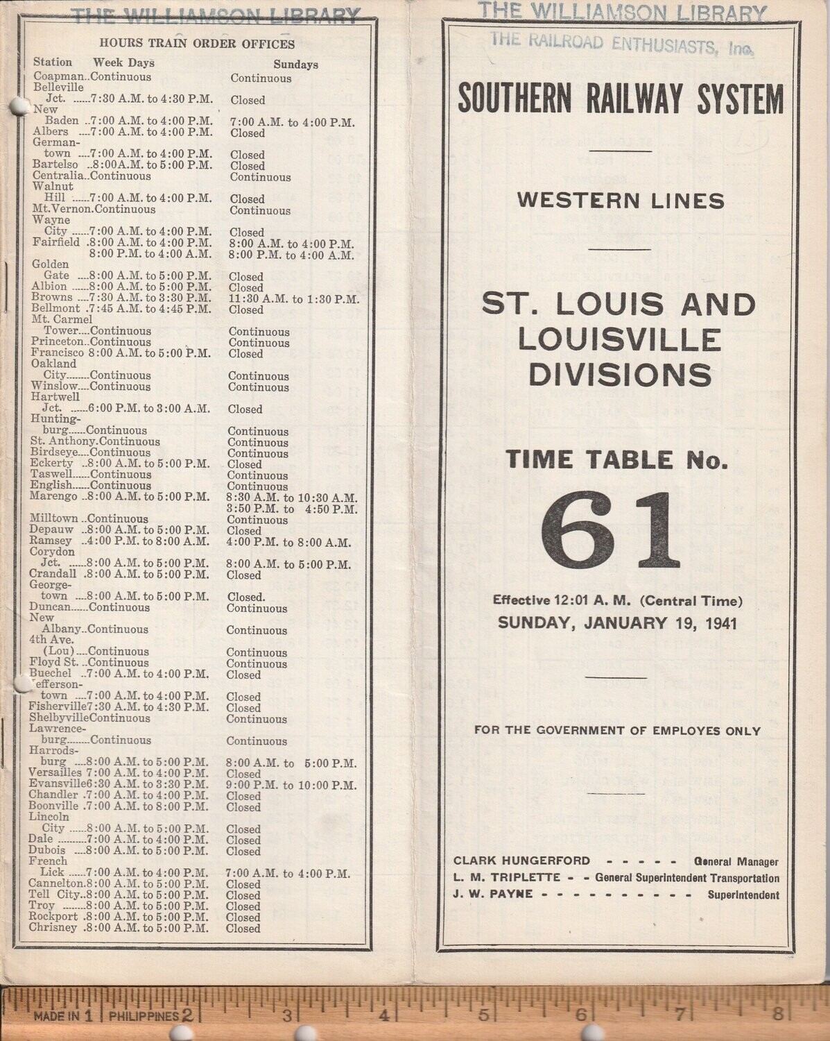 Southern St. Louis and Louisville Divisions 1941