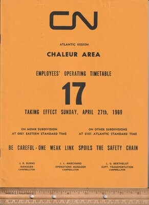 Canadian National Chaleur Area 1969
