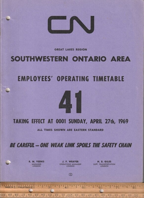 Canadian National Southwestern Ontario Area 1969