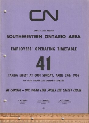 Canadian National Southwestern Ontario Area 1969