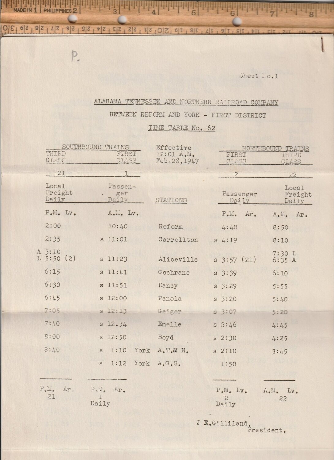 Alabama, Tennessee & Northern 1947