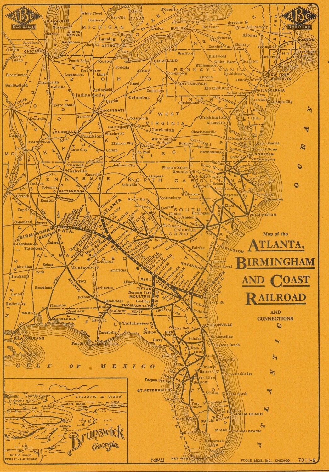 Atlanta, Birmingham & Coast RR map 1945