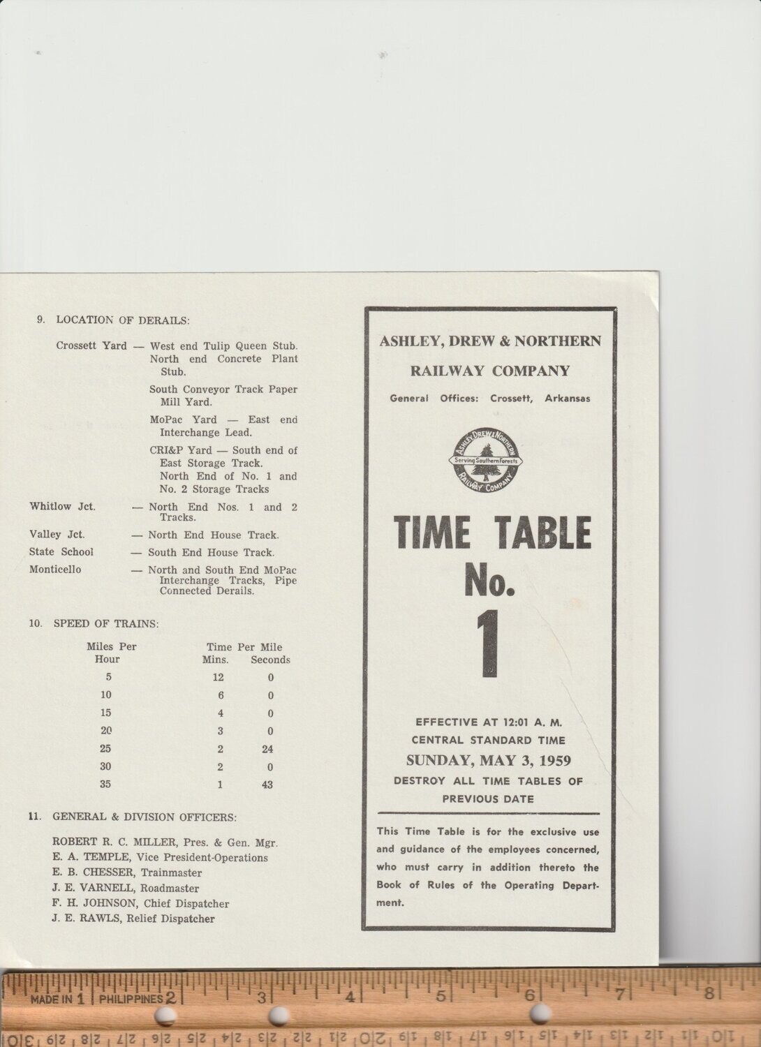 Ashley, Drew & Northern Railway 1959