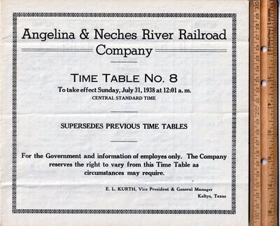 Angelina & Neches River Railroad 1938