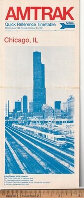 Amtrak Chicago Quick Reference Timetable 1981