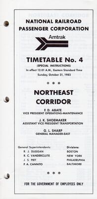 Amtrak Northeast Corridor 1982