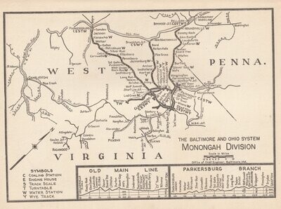 Baltimore & Ohio Monongah Division Map 1948