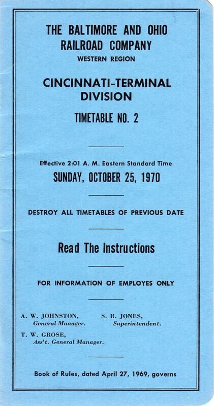 Baltimore & Ohio Cincinnati-Terminal Division 1970