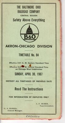 Baltimore & Ohio Akron-Chicago Division 1967