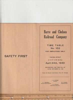 Barre & Chelsea Railroad 1949