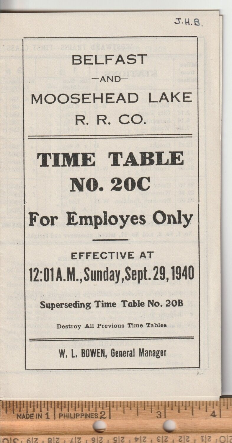 Belfast & Moosehead Lake Railroad 1940