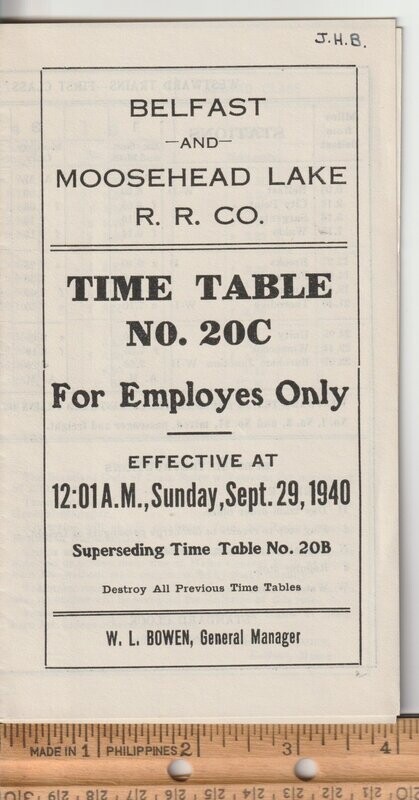 Belfast & Moosehead Lake Railroad 1940