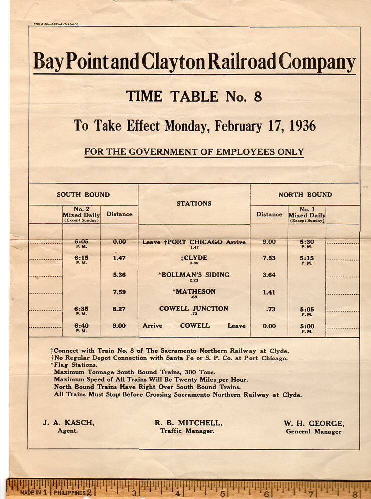 Bay Point and Clayton Railroad 1936