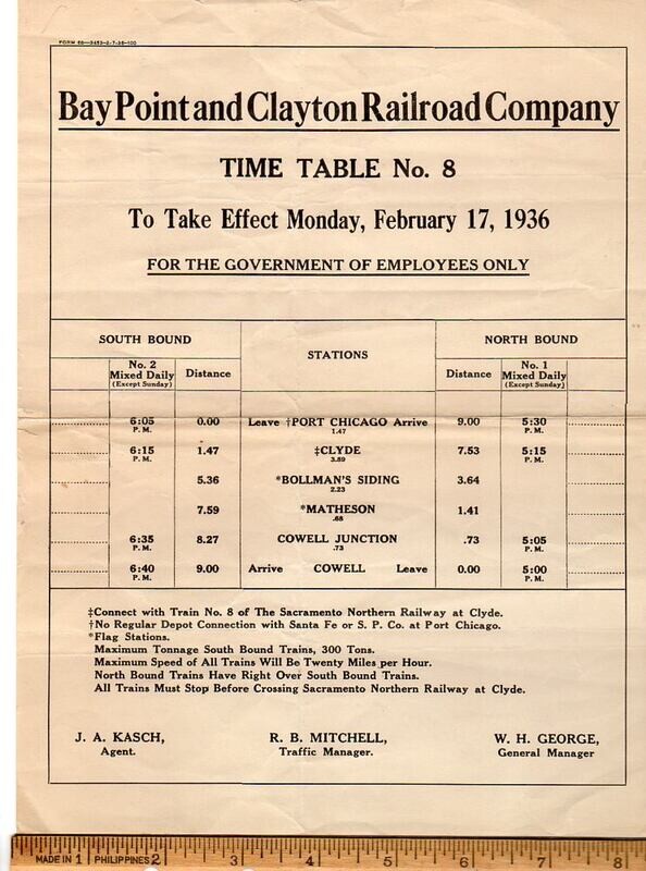 Bay Point and Clayton Railroad 1936