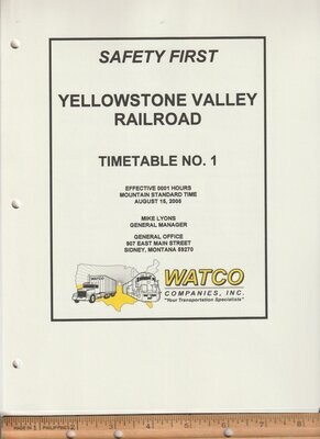 Yellowstone Valley Railroad 2005