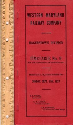 Western Maryland Hagerstown Division 1953