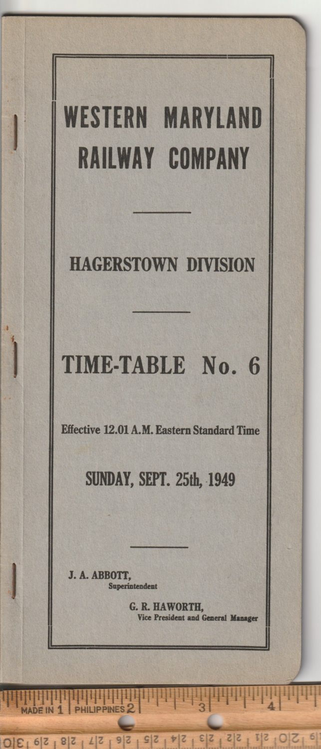 Western Maryland Hagerstown Division 1949