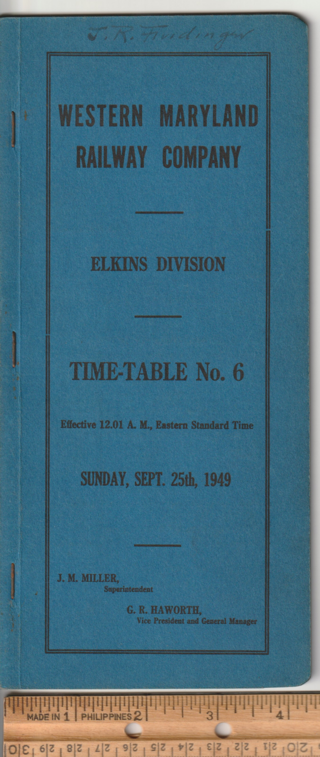 Western Maryland Elkins Division 1949