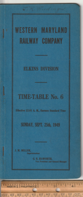 Western Maryland Elkins Division 1949