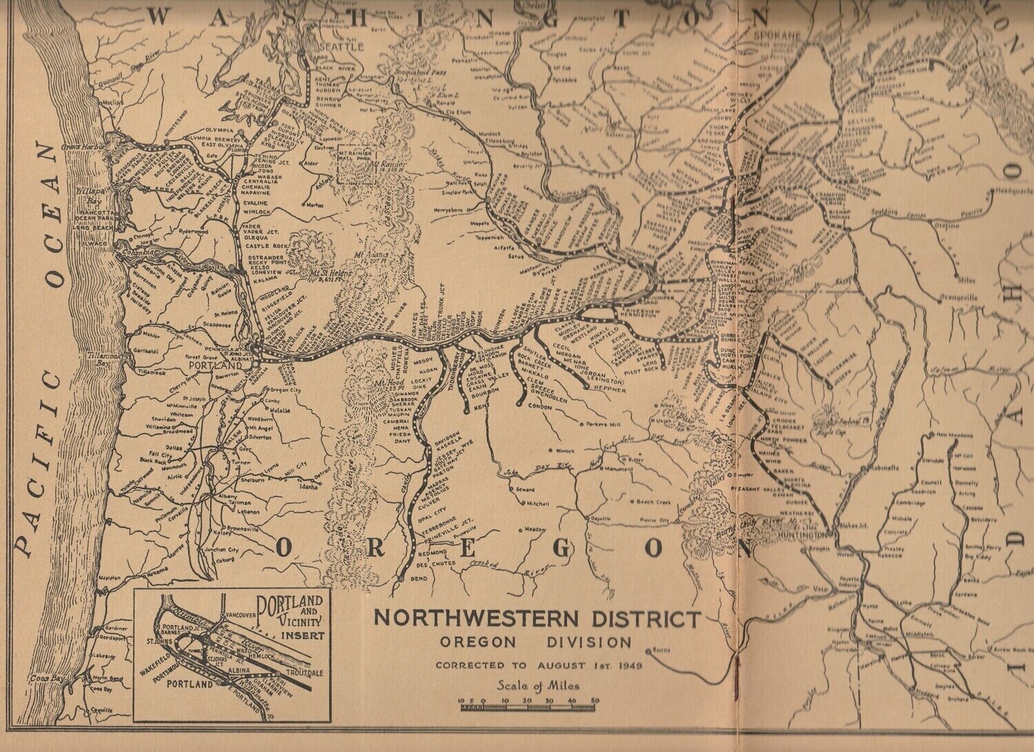 Union Pacific Oregon Division Map 1951