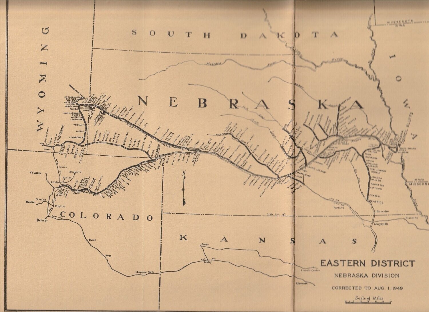 Union Pacific Nebraska Division Map 1951