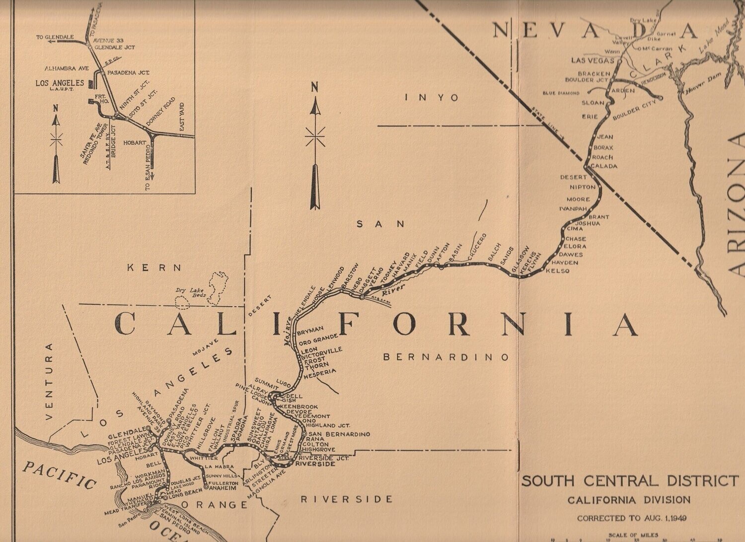 Union Pacific California Division Map 1951