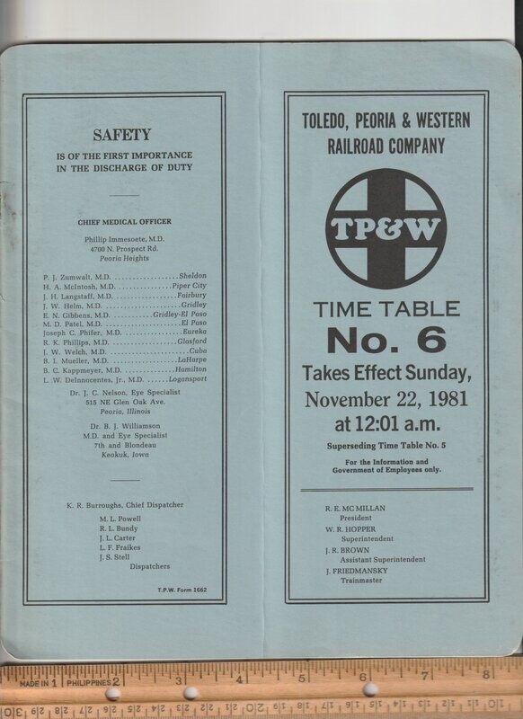 Toledo, Peoria & Western Railroad 1981