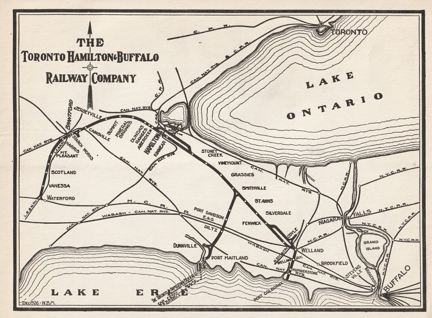 Toronto Hamilton & Buffalo Railway map 1942