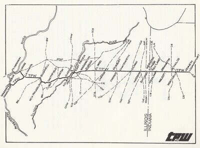 Toledo, Peoria & Western Railroad map 1980